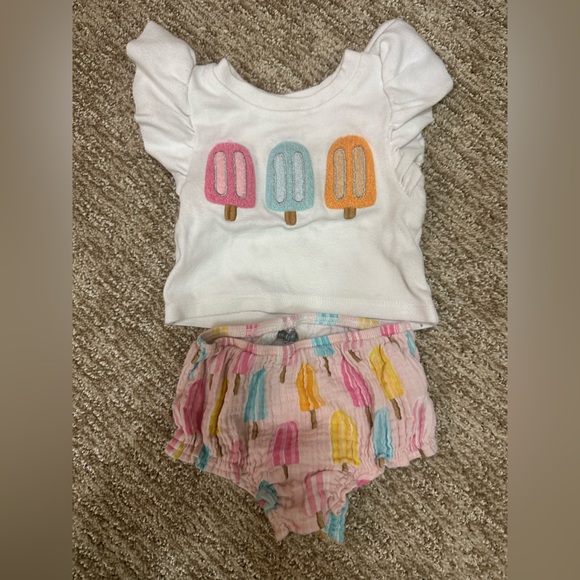 Mud Pie White and Pink Ice Pop Diaper Cover Set - Picture 1 of 2
